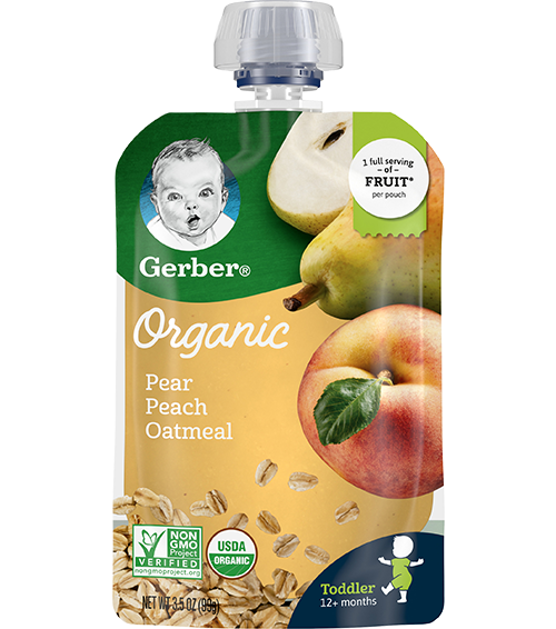 Organic Pouch Pear Peach Oatmeal