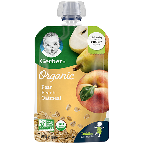 Gerber Organic Pouch l Pear Peach Oatmeal