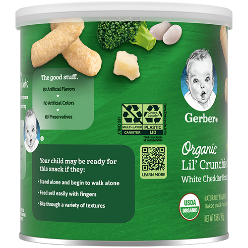 Gerber Organic Lil' Crunchies® l  White Cheddar Broccoli 